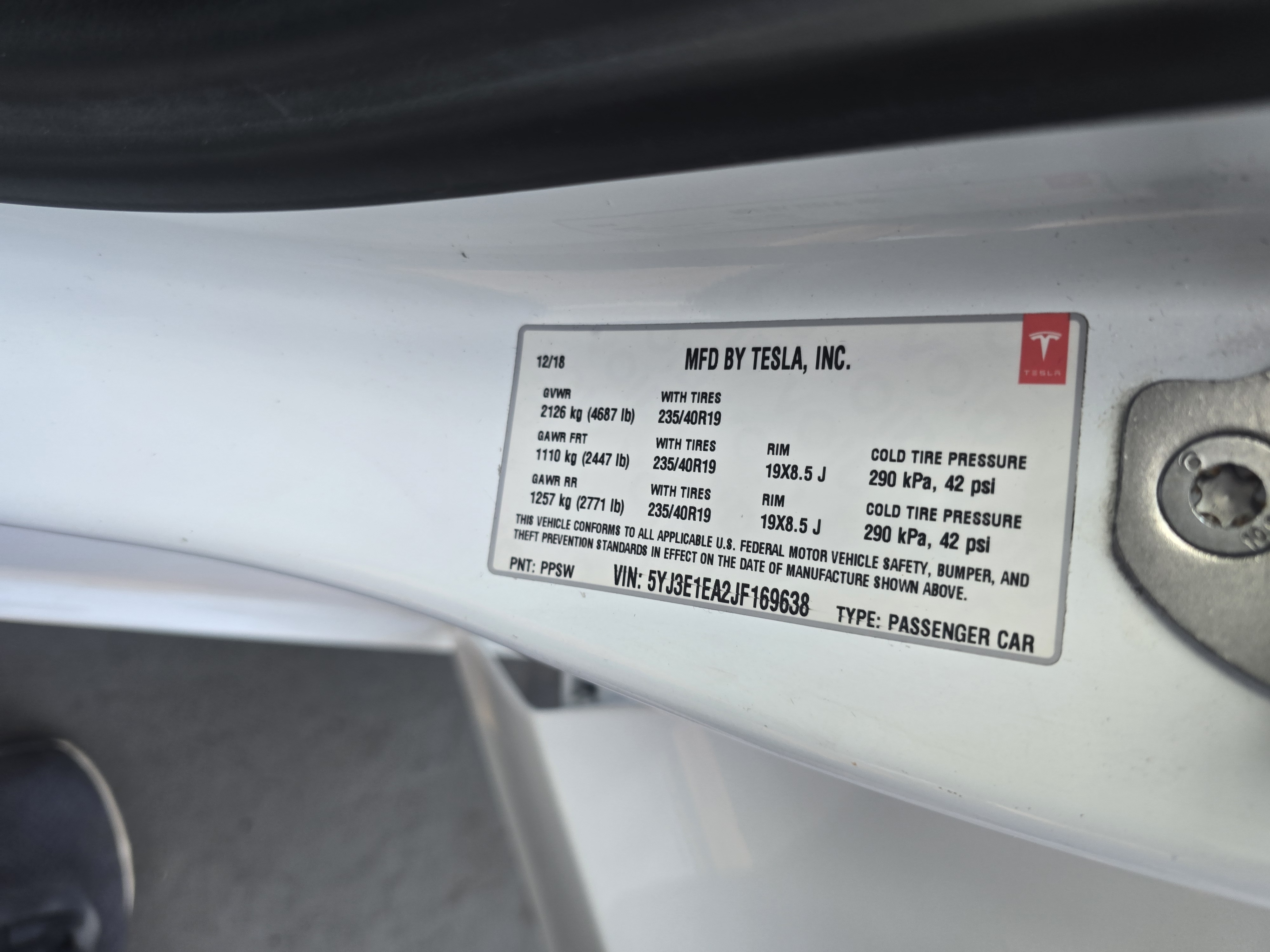 2018 Tesla Model 3 Mid Range